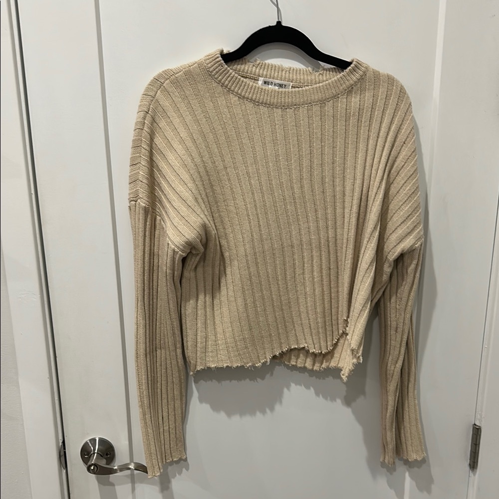 Beige Ribbed Sweater